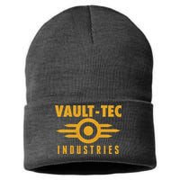 Retro Scifi Vault Tec Industries Logo Sustainable Knit Beanie