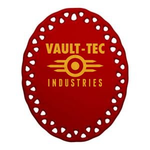 Retro Scifi Vault Tec Industries Logo Ceramic Oval Ornament