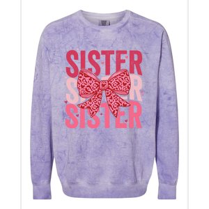 Retro Sister ValentineS Day Heart Coquette Bow Matching Gift Colorblast Crewneck Sweatshirt