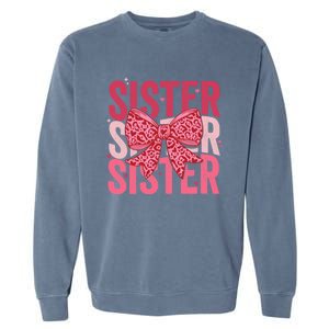 Retro Sister ValentineS Day Heart Coquette Bow Matching Gift Garment-Dyed Sweatshirt