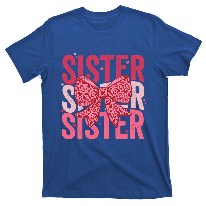 Retro Sister ValentineS Day Heart Coquette Bow Matching Gift T-Shirt