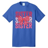 Retro Sister ValentineS Day Heart Coquette Bow Matching Gift Tall T-Shirt