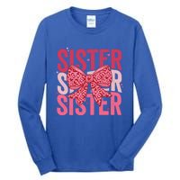 Retro Sister ValentineS Day Heart Coquette Bow Matching Gift Tall Long Sleeve T-Shirt