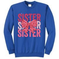 Retro Sister ValentineS Day Heart Coquette Bow Matching Gift Tall Sweatshirt