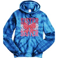 Retro Sister ValentineS Day Heart Coquette Bow Matching Gift Tie Dye Hoodie