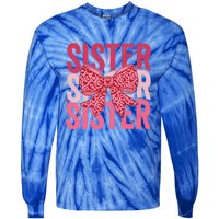 Retro Sister ValentineS Day Heart Coquette Bow Matching Gift Tie-Dye Long Sleeve Shirt