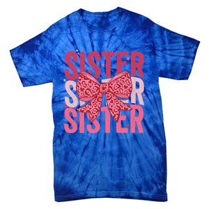 Retro Sister ValentineS Day Heart Coquette Bow Matching Gift Tie-Dye T-Shirt