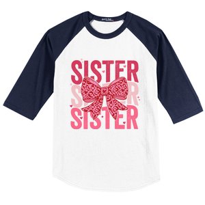 Retro Sister ValentineS Day Heart Coquette Bow Matching Gift Baseball Sleeve Shirt