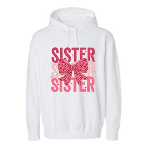 Retro Sister ValentineS Day Heart Coquette Bow Matching Gift Garment-Dyed Fleece Hoodie