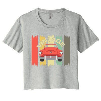 Retro Style Vintage Classic Car Design Cute Gift Women's Crop Top Tee