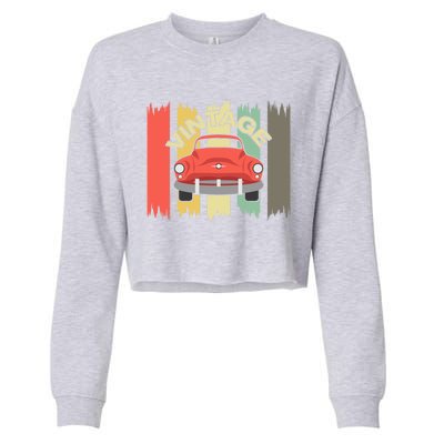 Retro Style Vintage Classic Car Design Cute Gift Cropped Pullover Crew