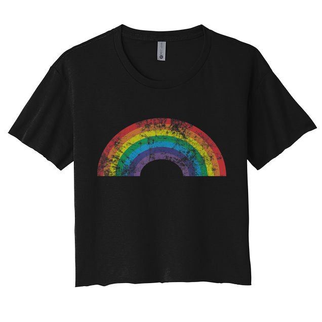 Rainbow Shirt Vintage 80s Retro Style Women Men Girls Gift Crop Top