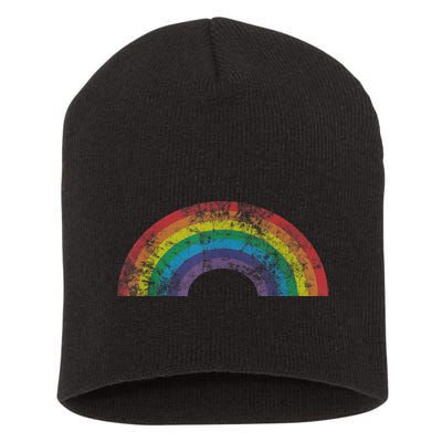 Rainbow Shirt Vintage 80s Retro Style Women Men Girls Gift Short Acrylic Beanie