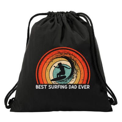 Retro Style Vintage Best Surfing Dad Ever Fathers Day Meaningful Gift Drawstring Bag