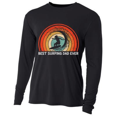 Retro Style Vintage Best Surfing Dad Ever Fathers Day Meaningful Gift Cooling Performance Long Sleeve Crew