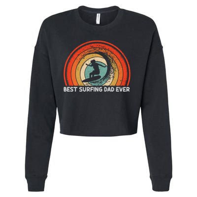 Retro Style Vintage Best Surfing Dad Ever Fathers Day Meaningful Gift Cropped Pullover Crew