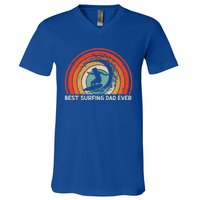 Retro Style Vintage Best Surfing Dad Ever Fathers Day Meaningful Gift V-Neck T-Shirt