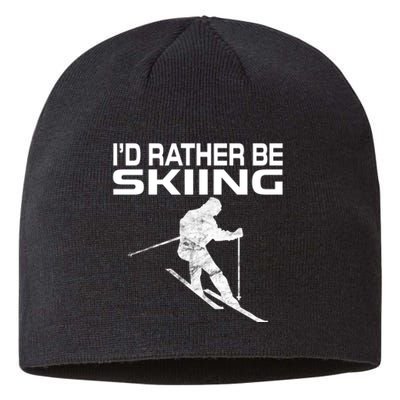 Retro Ski Vacation Winter Sports Skiers Id Rather Be Skiing Sustainable Beanie