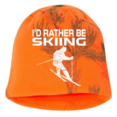 Retro Ski Vacation Winter Sports Skiers Id Rather Be Skiing Kati - Camo Knit Beanie