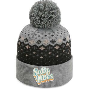 Retro Salty Vibes Beach Lover The Baniff Cuffed Pom Beanie