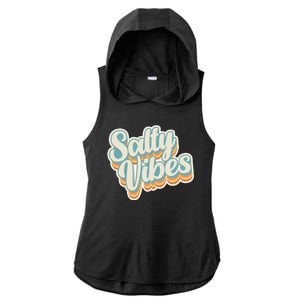 Retro Salty Vibes Beach Lover Ladies PosiCharge Tri-Blend Wicking Draft Hoodie Tank