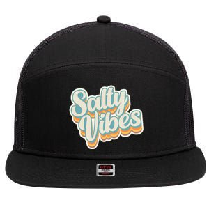 Retro Salty Vibes Beach Lover 7 Panel Mesh Trucker Snapback Hat