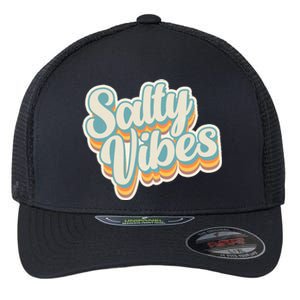 Retro Salty Vibes Beach Lover Flexfit Unipanel Trucker Cap