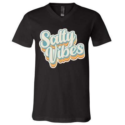 Retro Salty Vibes Beach Lover V-Neck T-Shirt