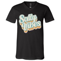 Retro Salty Vibes Beach Lover V-Neck T-Shirt
