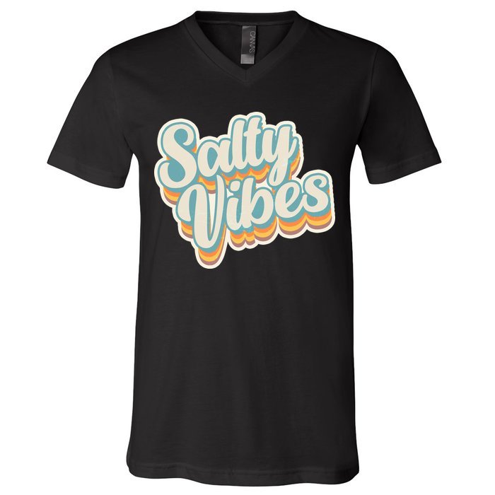 Retro Salty Vibes Beach Lover V-Neck T-Shirt