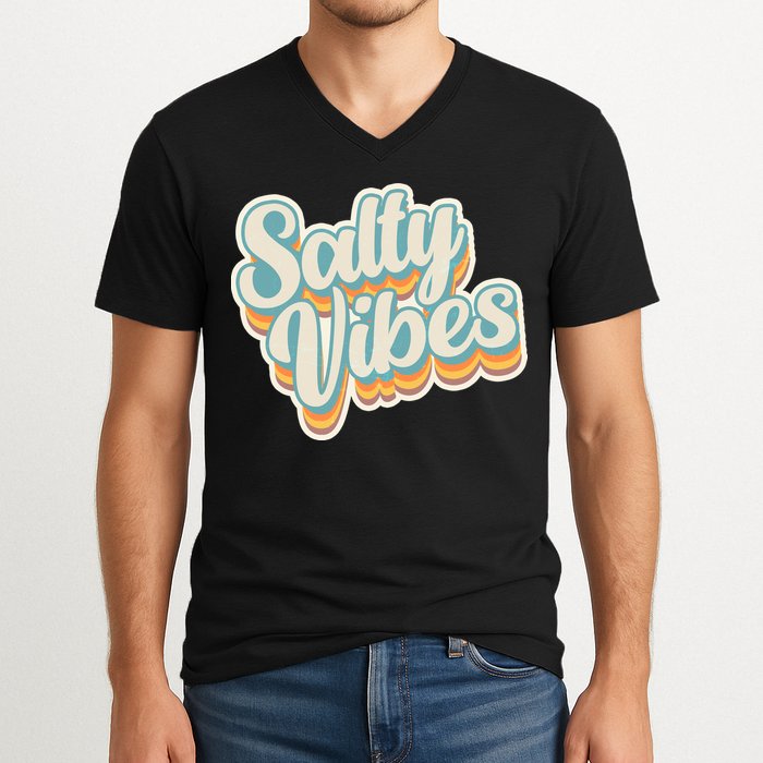 Retro Salty Vibes Beach Lover V-Neck T-Shirt