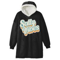 Retro Salty Vibes Beach Lover Hooded Wearable Blanket
