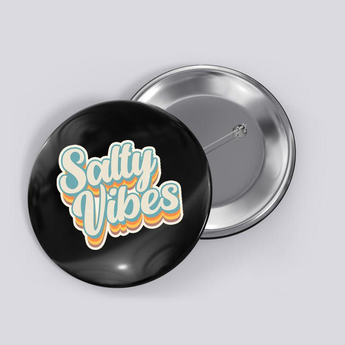 Retro Salty Vibes Beach Lover Button