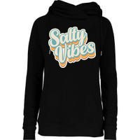 Retro Salty Vibes Beach Lover Womens Funnel Neck Pullover Hood