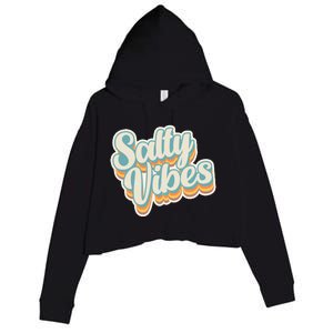 Retro Salty Vibes Beach Lover Crop Fleece Hoodie