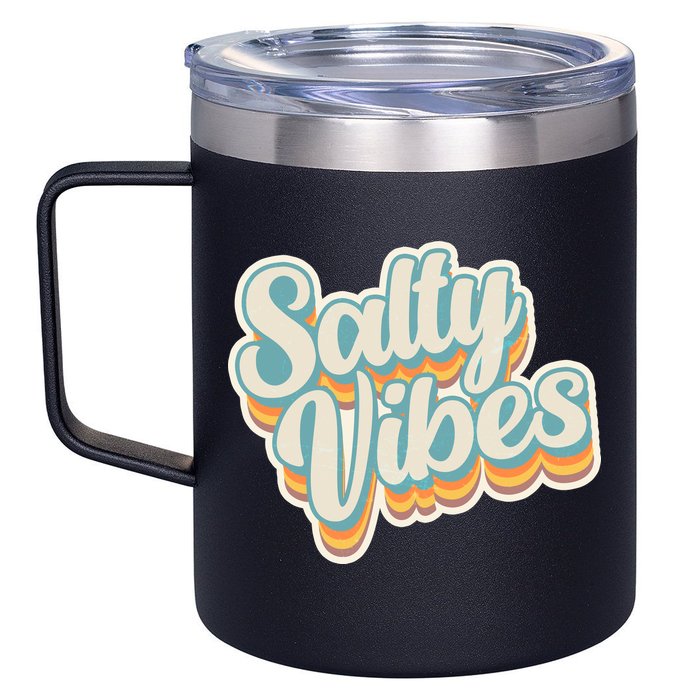 Retro Salty Vibes Beach Lover 12oz Stainless Steel Coffee Mug
