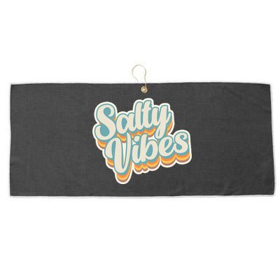 Retro Salty Vibes Beach Lover Large Microfiber Waffle Golf Towel
