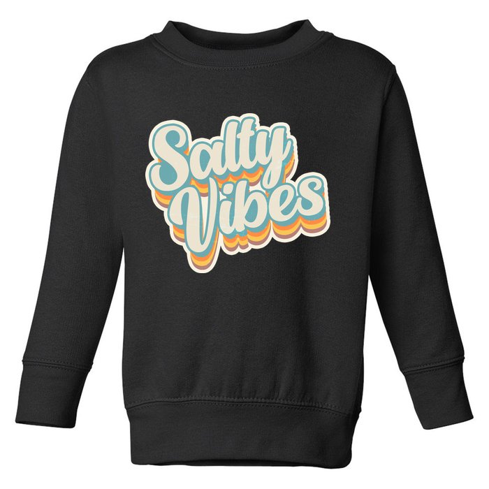 Retro Salty Vibes Beach Lover Toddler Sweatshirt