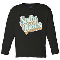 Retro Salty Vibes Beach Lover Toddler Long Sleeve Shirt