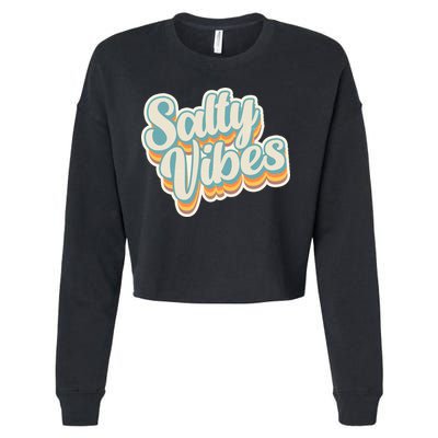 Retro Salty Vibes Beach Lover Cropped Pullover Crew