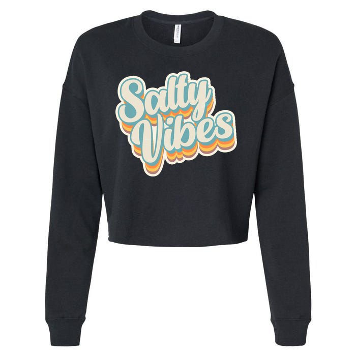 Retro Salty Vibes Beach Lover Cropped Pullover Crew