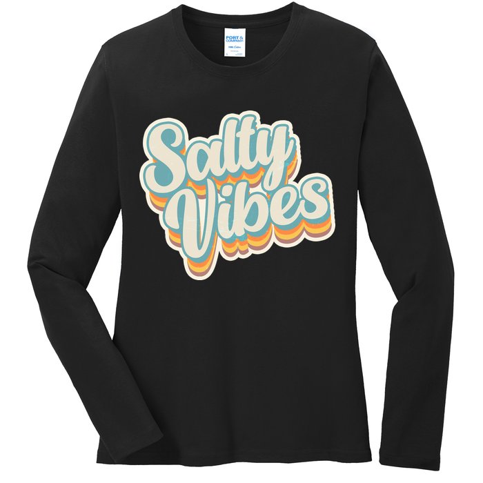 Retro Salty Vibes Beach Lover Ladies Long Sleeve Shirt
