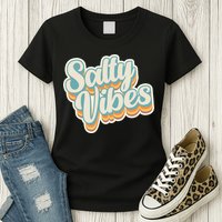 Retro Salty Vibes Beach Lover Womens T-Shirt