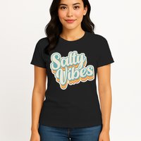 Retro Salty Vibes Beach Lover Womens T-Shirt