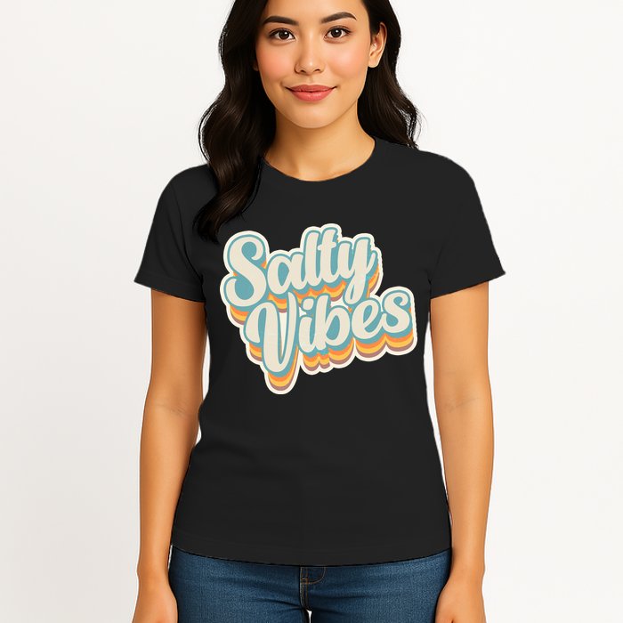 Retro Salty Vibes Beach Lover Womens T-Shirt