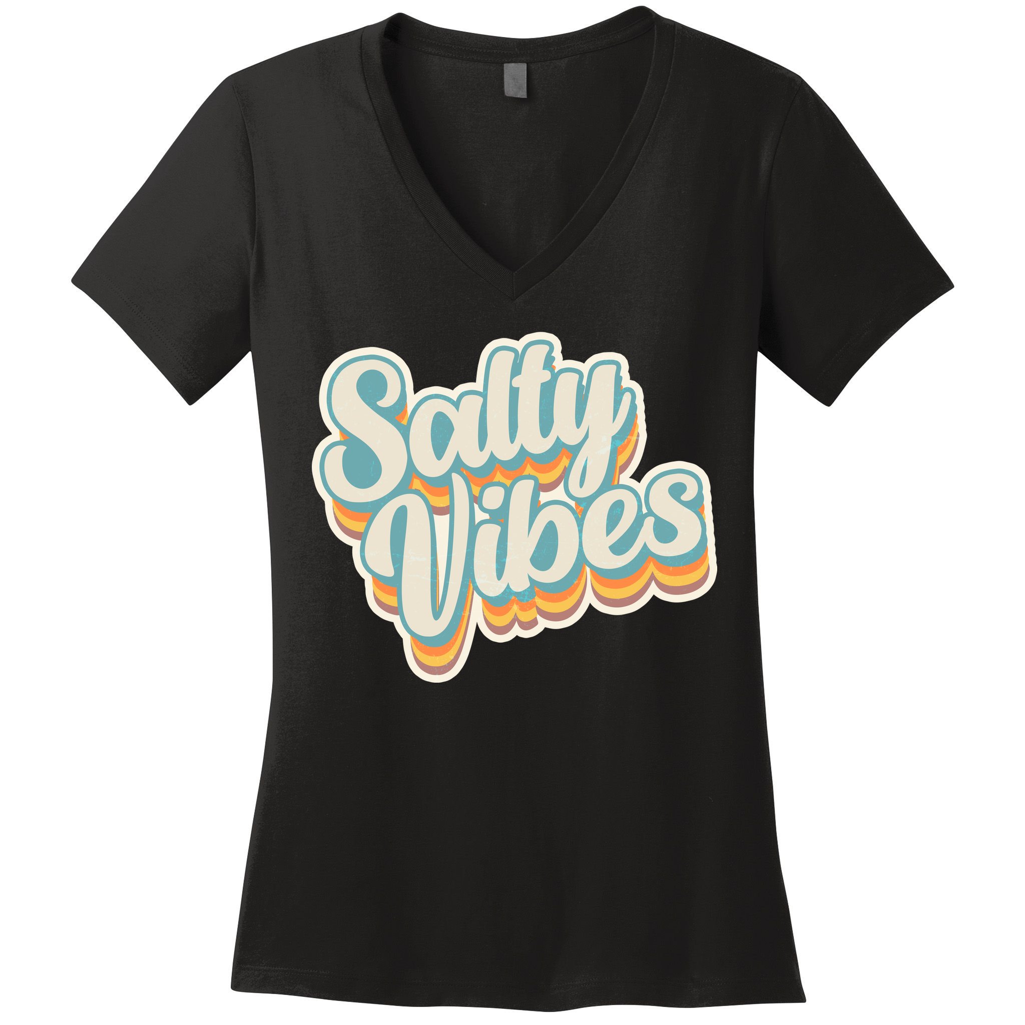 Retro Salty Vibes Beach Lover Women's V-Neck T-Shirt
