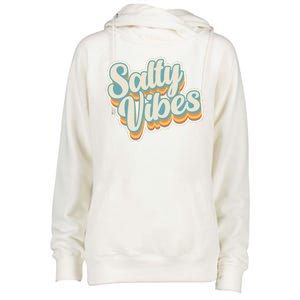 Retro Salty Vibes Beach Lover Womens Funnel Neck Pullover Hood