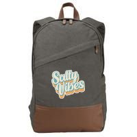 Retro Salty Vibes Beach Lover Cotton Canvas Backpack