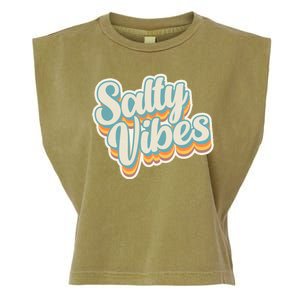 Retro Salty Vibes Beach Lover Garment-Dyed Women's Muscle Tee