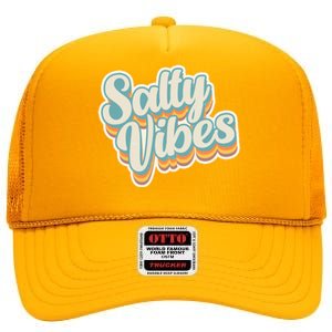 Retro Salty Vibes Beach Lover High Crown Mesh Back Trucker Hat